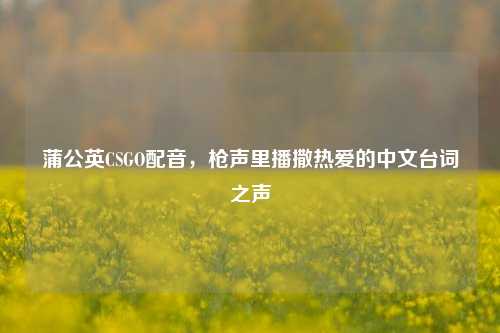 蒲公英CSGO配音，枪声里播撒热爱的中文台词之声