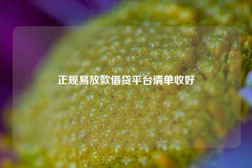 正规易放款借贷平台清单收好