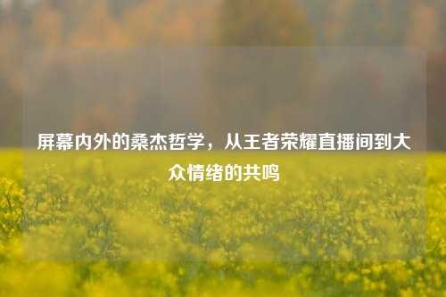 屏幕内外的桑杰哲学，从王者荣耀直播间到大众情绪的共鸣