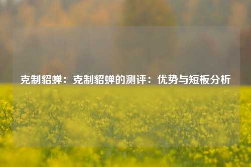 克制貂蝉：克制貂蝉的测评：优势与短板分析