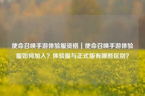 使命召唤手游体验服资格｜使命召唤手游体验服如何加入？体验服与正式版有哪些区别？